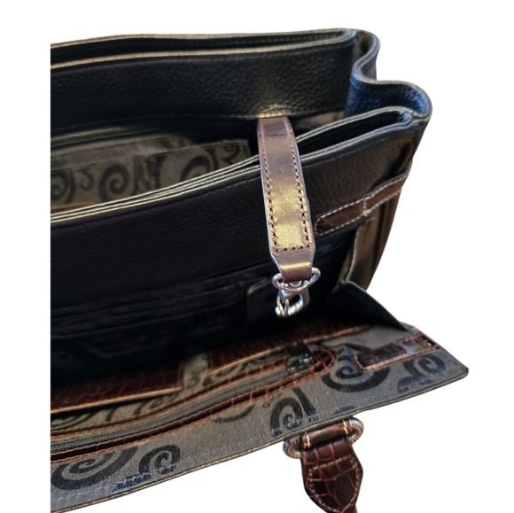 Brighton Laverne Retired Black Brown Pebbled Leather Shoulder Bag - Picture 10 of 16